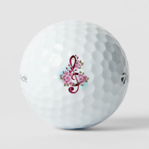 Balles De Golf Musical treble clef notes with sakura flowers