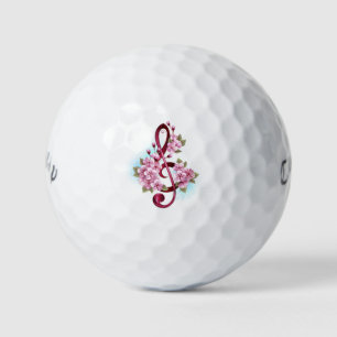 Balles De Golf Musical treble clef notes with sakura flowers