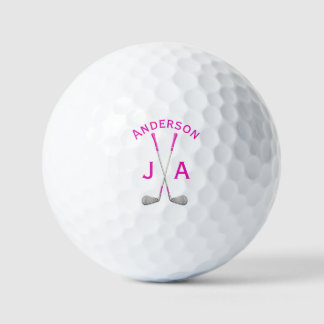 Balles De Golf Name And Initials Monogrammed Pink