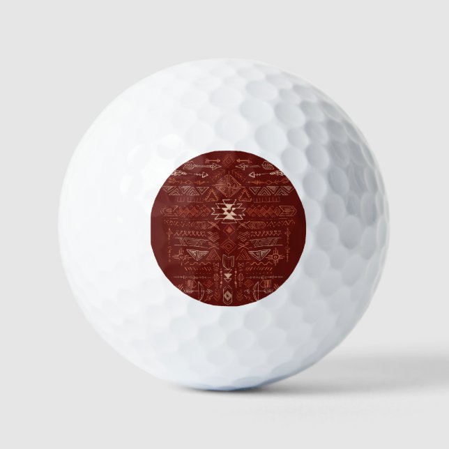 Balles De Golf Navajo Aztec : Ethnic Doodle Motif. (Recto)