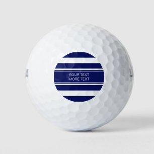 Balles De Golf Navy Blue Whirt Horiz Stripe Hot Pink Nom Monogram