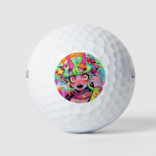 Balles De Golf Neon Chaos Demon Girl Expression
