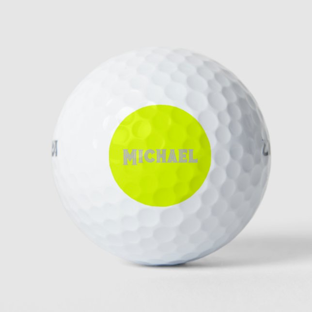 Balles De Golf Neon Jaune Nom Élégant Couleur Voyage brillant (Devant)