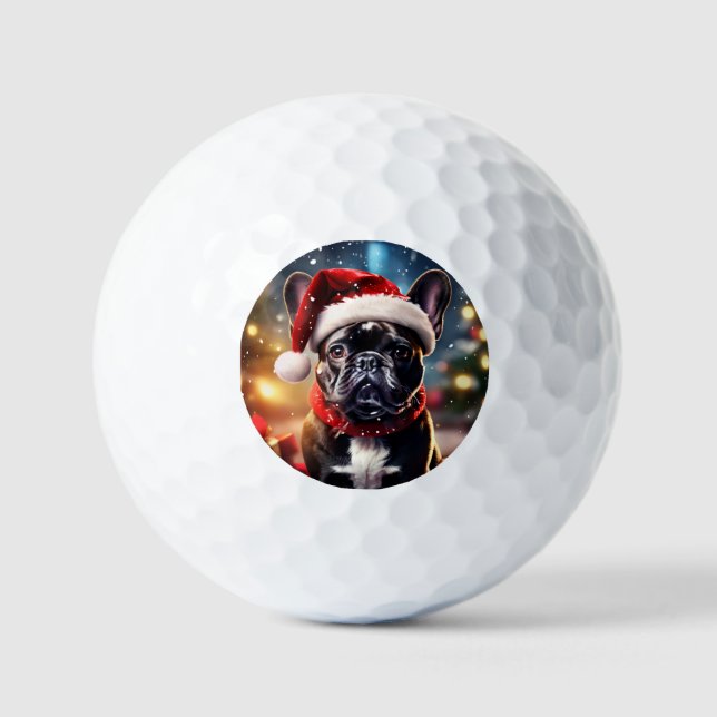 Balles De Golf Noël des Bulldog français (Recto)
