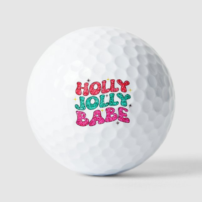 Balles De Golf Noël Holly Jolly Babe Parties scintillant moderne  (Recto)