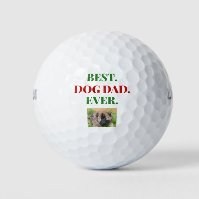 Balles De Golf Noël Meilleur Chien Papa Jamais Photo (Devant)