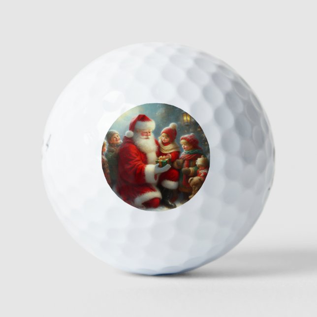 Balles De Golf Noël Père Noël Avec Enfants 2 (Devant)