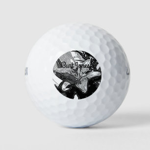 Balles De Golf noir et blanc abstrait formes modernes argent plat