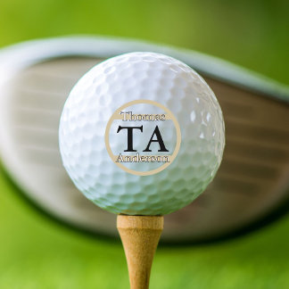 Balles De Golf Noir et blanc avec sable, initiales et noms