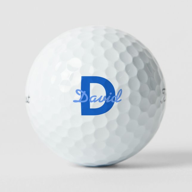Balles De Golf Nom bleu et monogramme (Recto)