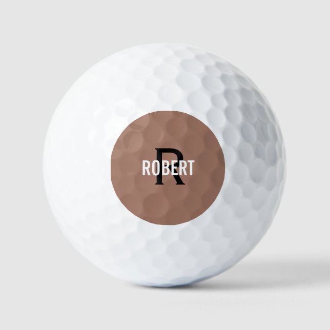 Balles De Golf Nom Brown de monogramme noir (Recto)