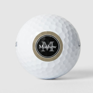Balles De Golf Nom customisé Modern Brown Black Golf Balls