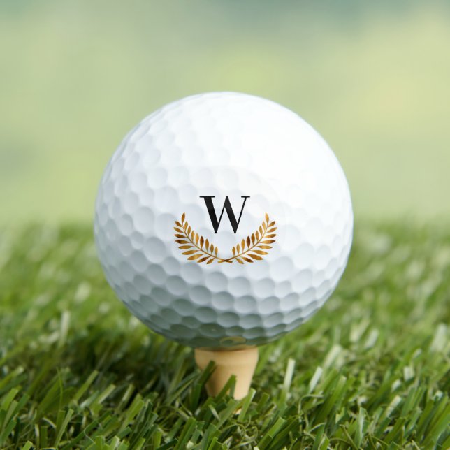 Balles De Golf Nom de famille monogramme or noir laurier couronne (T-shirt Insitu)