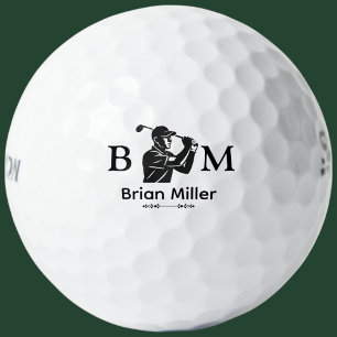 Balles De Golf Nom de golfeur monogramme Logo noir