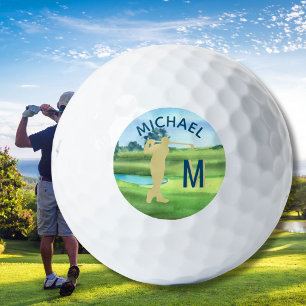 Balles De Golf Nom de golfeur personnalisé Monogramme 3D
