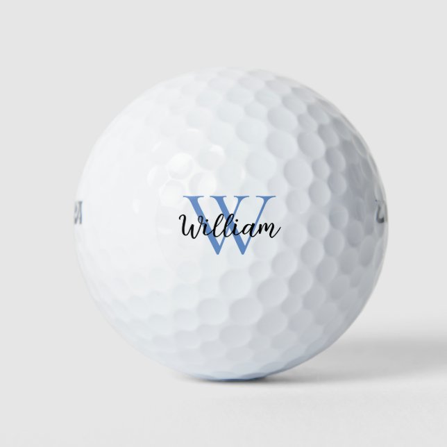Balles De Golf Nom de monogramme bleu personnalisé (Devant)