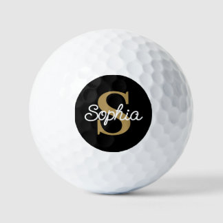 Balles De Golf Nom de monogramme doré Élégant Dames
