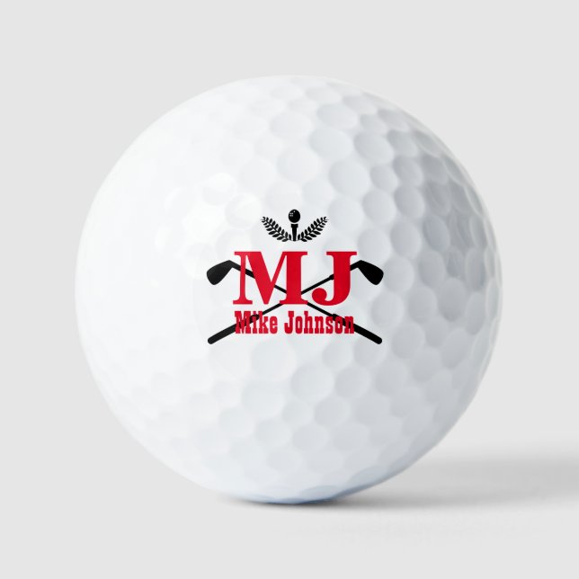 Balles De Golf Nom du golfeur Monogramme initial Personnalisé (Recto)