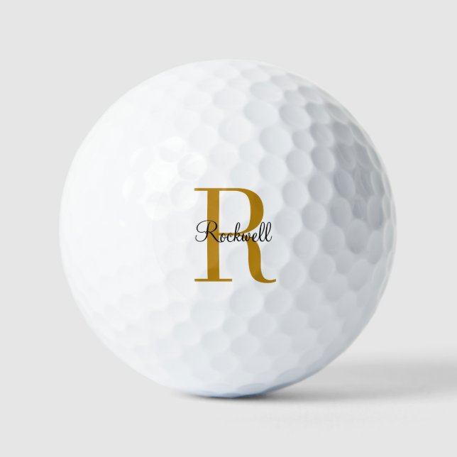 Balles De Golf Nom du monogramme d'or personnalisé Boule de golf  (Recto)
