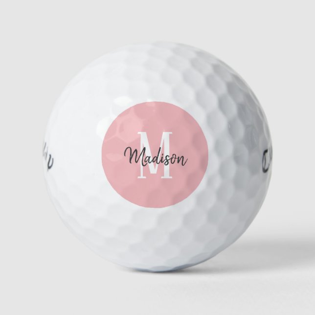 Balles De Golf Nom du monogramme du script rose pâle Ladys (Devant)