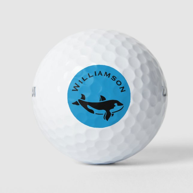 Balles De Golf Nom du monogramme Ocean Beach Whale (Devant)
