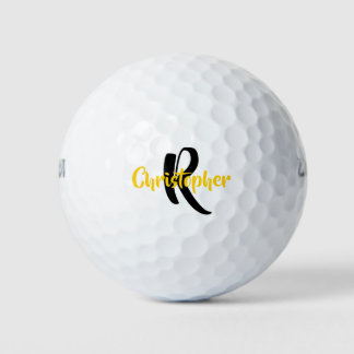 Balles De Golf Nom du monogramme personnalisé blanc