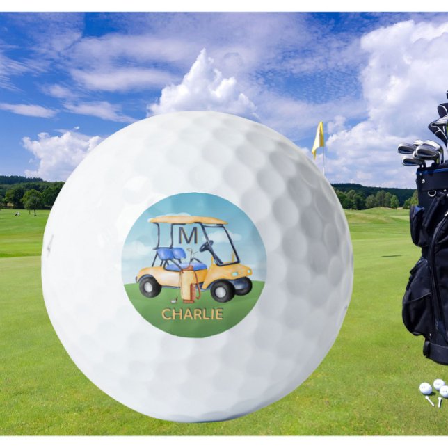 Balles De Golf Nom du monogramme personnalisé des clubs de panier (Créateur téléchargé)