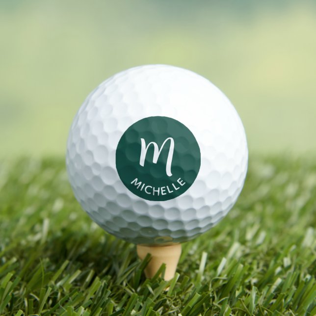 Balles De Golf Nom du monogramme personnalisé Emerald Green (T-shirt Insitu)