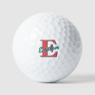 Balles De Golf Nom du monogramme personnalisé Vintage rouge et Tu