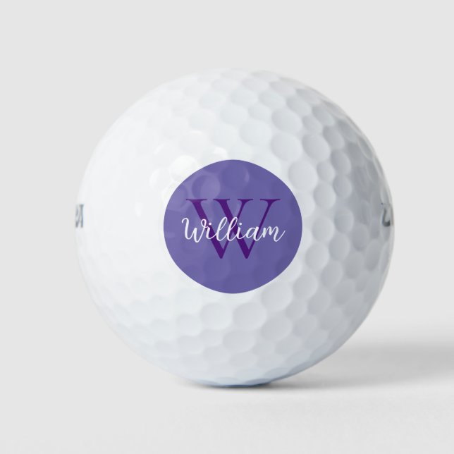 Balles De Golf Nom du monogramme violet personnalisé (Devant)