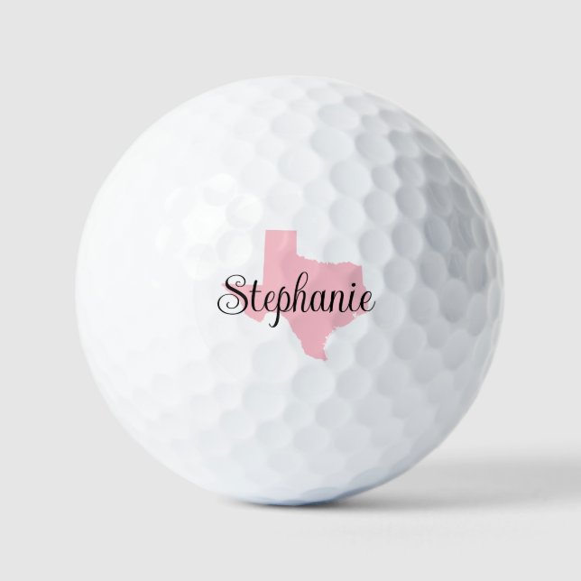 Balles De Golf Nom du script curé Pink Texas (Recto)