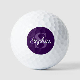 Balles De Golf Nom du script de monogramme violet Dames
