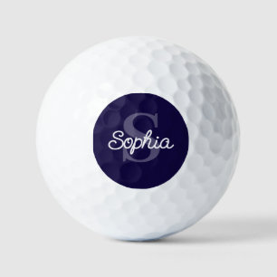 Balles De Golf Nom du script Monogramme bleu marine Dames