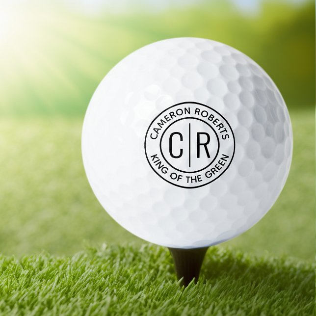 Balles De Golf Nom initial du monogramme et texte personnalisé (Créateur téléchargé)