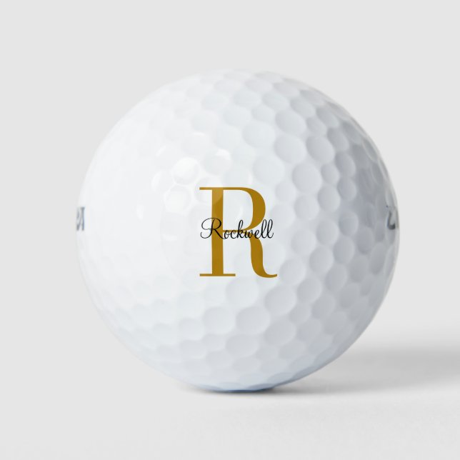 Balles De Golf Nom initial du monogramme Or personnalisé (Devant)