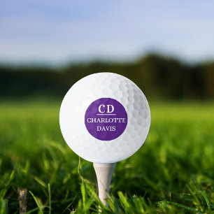 Balles De Golf Nom initial du monogramme violet