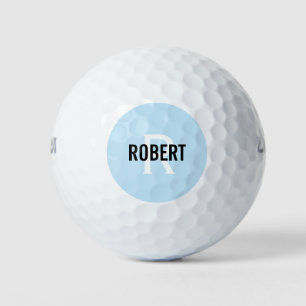 Balles De Golf Nom monogramme bleu clair