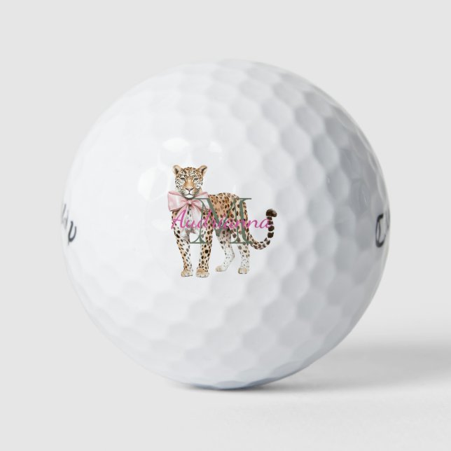 Balles De Golf Nom Monogramme Léopard (Devant)