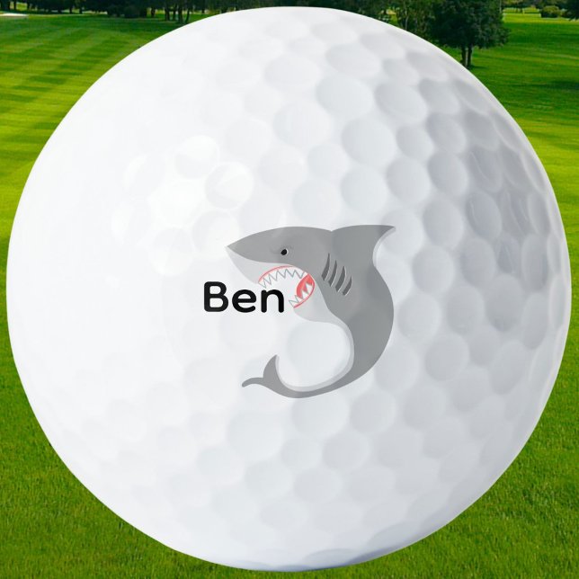 Balles De Golf Nom personnalisé de requin mangeur (Make a splash on the course with custom golf balls featuring a fierce shark chomping your name.)