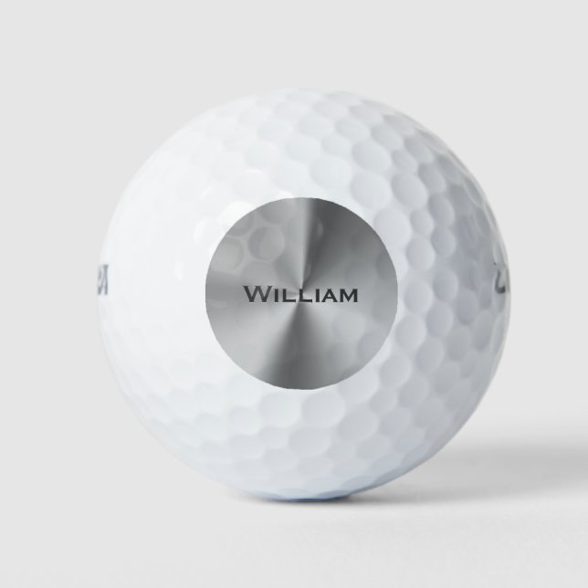 Balles De Golf Nom personnalisé en métal brossé (Devant)