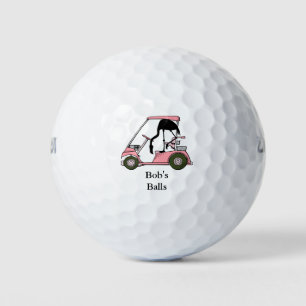 Balles De Golf Nom personnalisé Funny Flamant rose Golfcart
