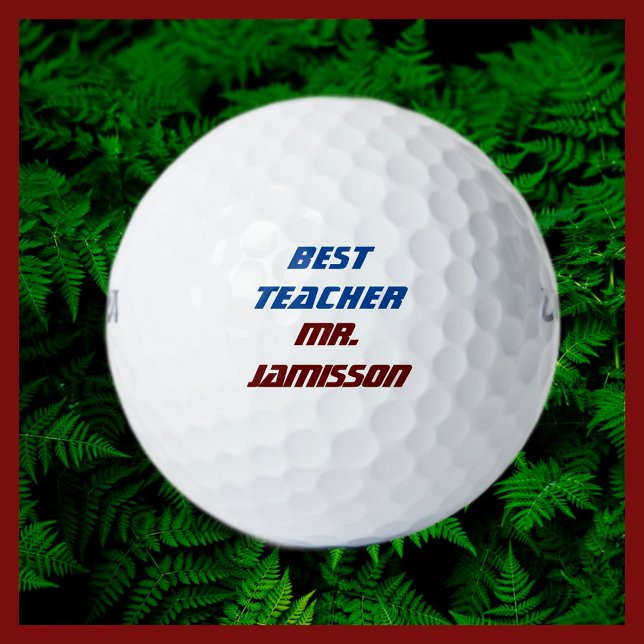 Balles De Golf Nom personnalisé, Meilleur Enseignant, Bleu et Bou (Créateur téléchargé)