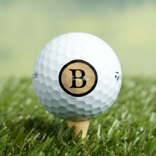 Balles De Golf Nom personnalisé Monogram Gold Metallic Button