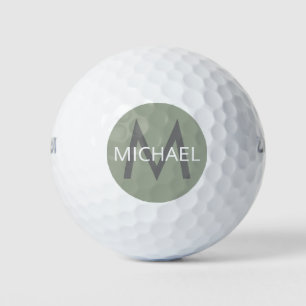 Balles De Golf Nom personnalisé Monogramme initial Vert doux