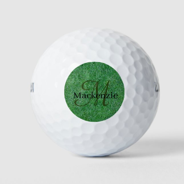 Balles De Golf Nom personnalisé Monogramme Zen Green Gris Nature (Devant)