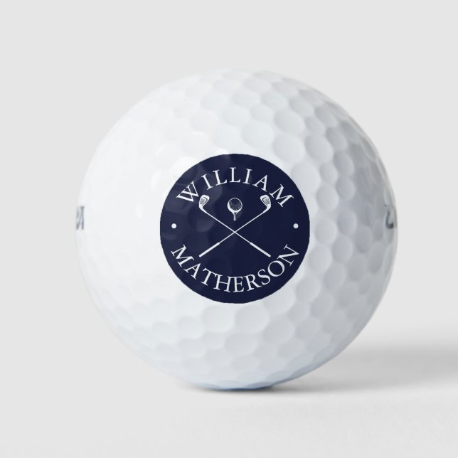 Balles De Golf Nom personnalisé Navy Blue Golf Clubs (Devant)