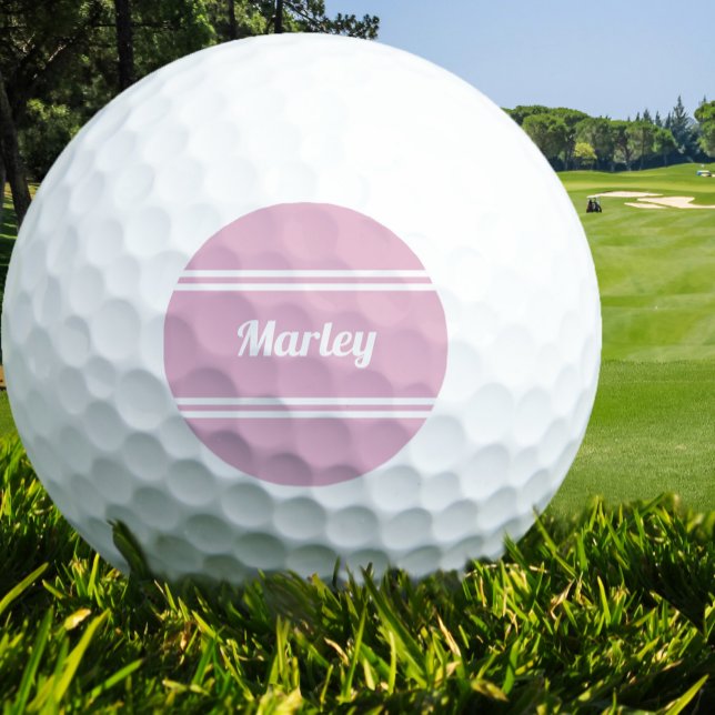 Balles De Golf Nom personnalisé pour golfeuse classique Monogramm (Custom Golfer Classic Name Monogram Pink For Her Golf Balls)
