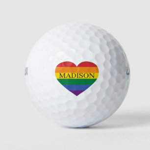 Balles De Golf Nom personnalisé Rainbow Heart