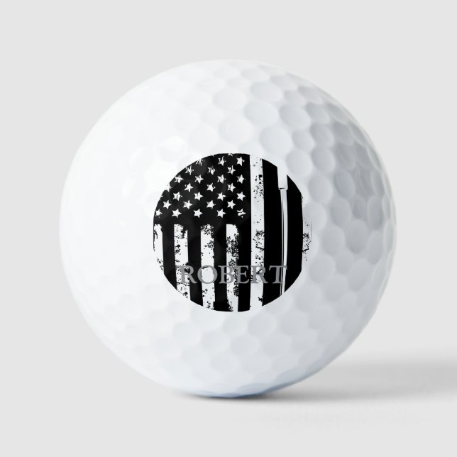 Balles De Golf Nom personnalisé Retro American Flag Golf Cadeau (Recto)