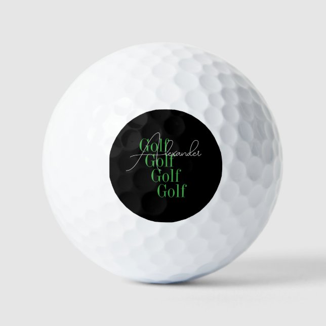 Balles De Golf Nom personnalisé Typographie moderne (Recto)